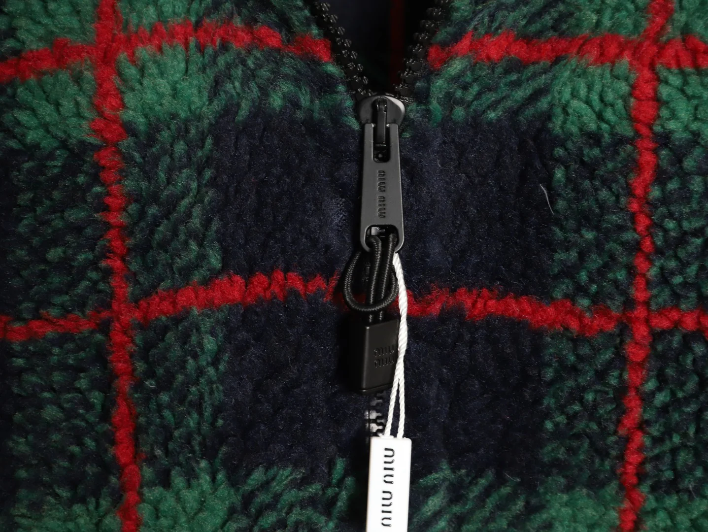 Miu plaid zip-up jacket